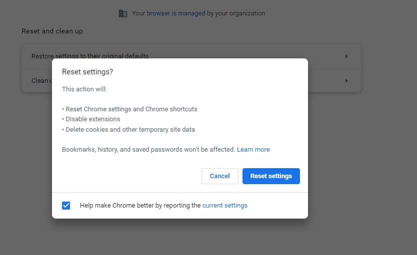Step by Step Guide to reset Google Chrome Settings