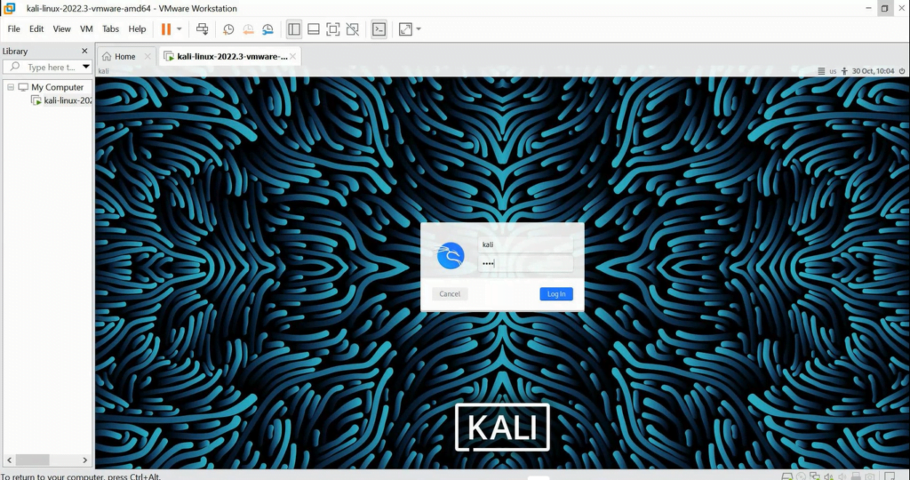 Kali Linux Login Page